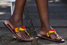 Load image into Gallery viewer, Orange Beaded Maasai Flip-Flop Sandals