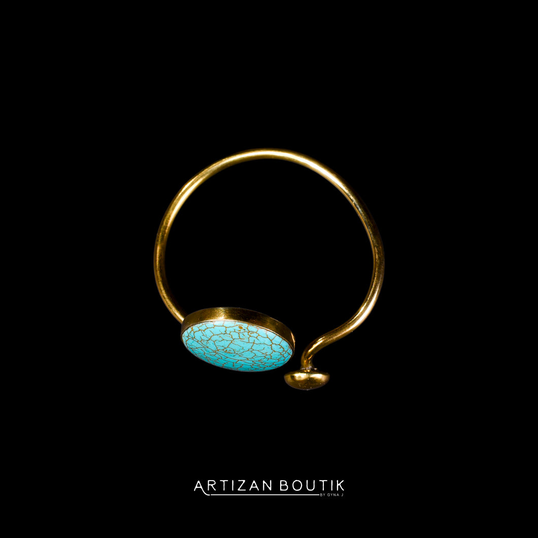 Amani” Brass & Turquoise Ring Bracelet