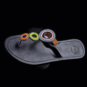 Beaded Maasai T-Strap Sandals