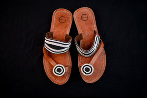 Black & White Beaded African (Maasai) Sandals