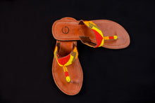 Load image into Gallery viewer, Orange Beaded Maasai Flip-Flop Sandals