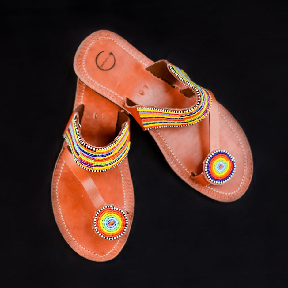 Multicolored Toe Ring Maasai Sandals