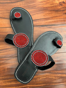 Striking Red Maasai Toe Loop Sandals