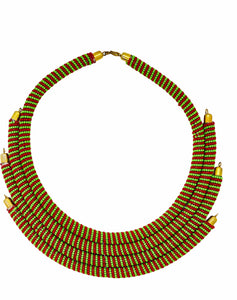 Halo3- Half Circle - Beaded Neckless  - Red and Green